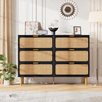6-Drawer Rattan Dresser