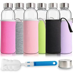 Glass Water Bottles 6-Pack