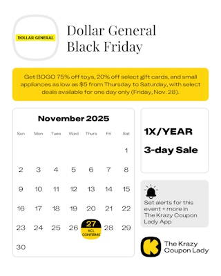 Dollar General Black Friday sale dates in November 2025