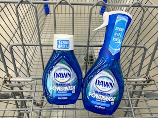 dawn powerwash dish spray in a walmart cart