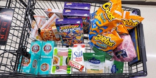 A cart of food at Safeway