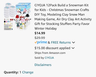 Amazon Snowman Building Kit 12-Pack 2024 2
