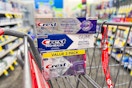 crest brilliance and gum toothpaste in a cart