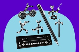 YYMHMF Fidget Pen on a blue background.