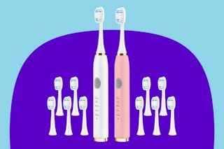  Dnil 2-Pack Adult Electric toothbrushes on a purple background.