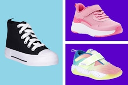 3 different styles of toddler/little kids sneakers