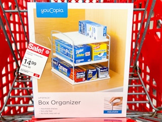 box organizer in a cart