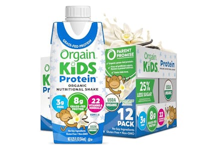 Orgain Kids Organic Protein Shake 12-Pack