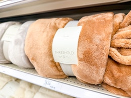 threshold throw blankets sitting on a target shelf