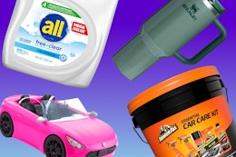 All Laundry Detergent, Stanley tumbler, Barbie convertible car, Armor All car care kit
