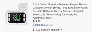 carbon monoxide detector Amazon receipt