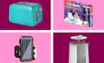 Pioneer Woman toaster, Flo-Magic toy, wireless solar charger, towel warmer