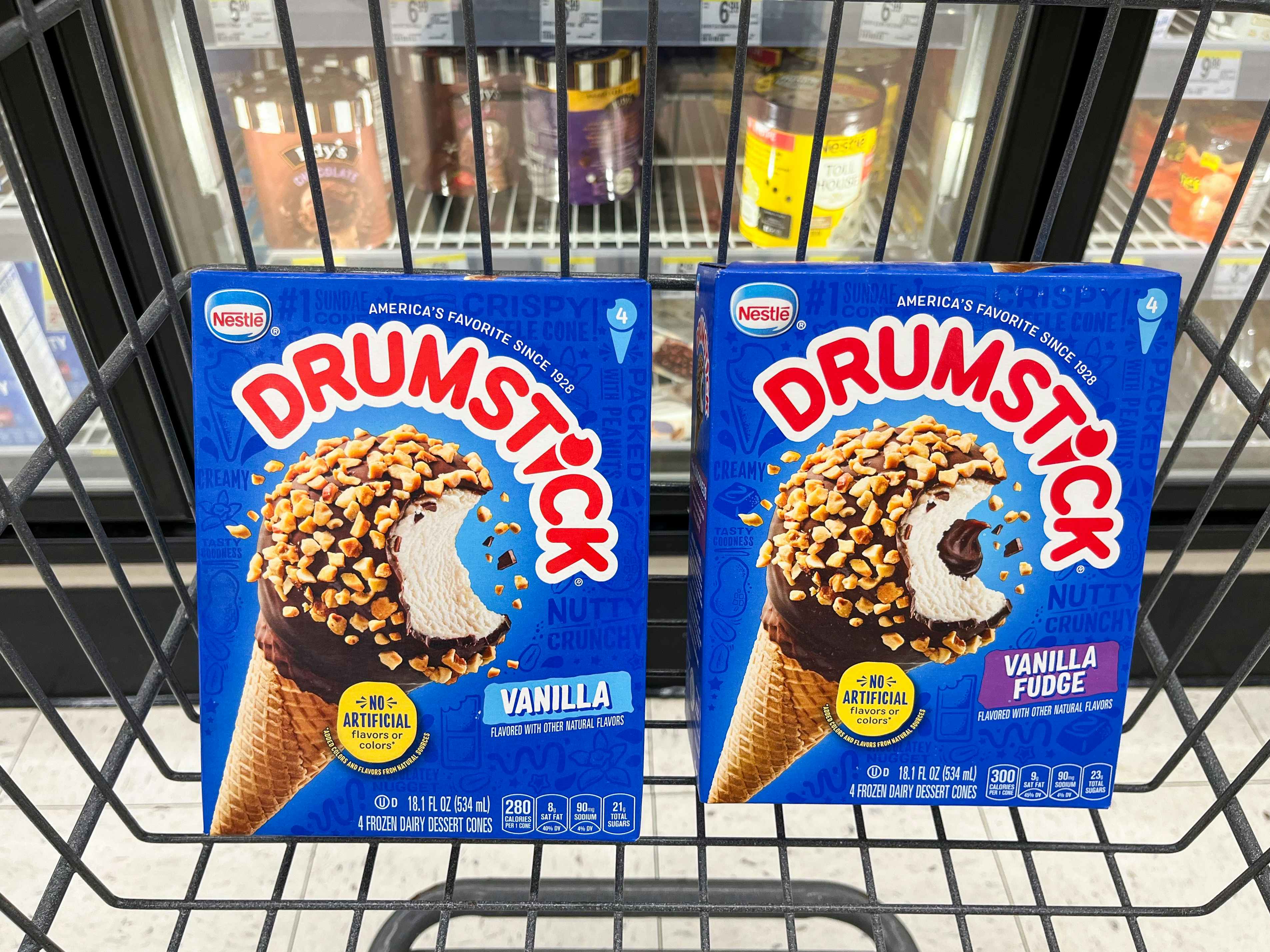 two boxes of cones in shopping cart