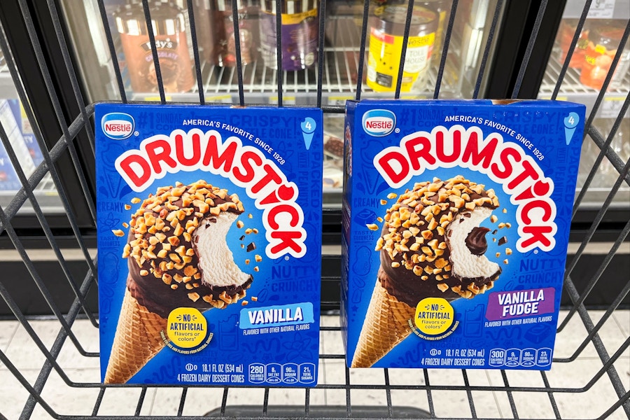 two boxes of cones in shopping cart
