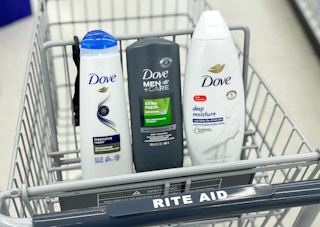 dove shampoo and body wash in rite aid cart