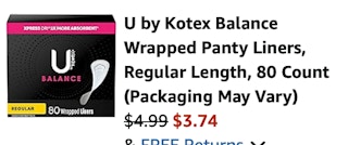 U by Kotex Panty Liners Amazon receipt