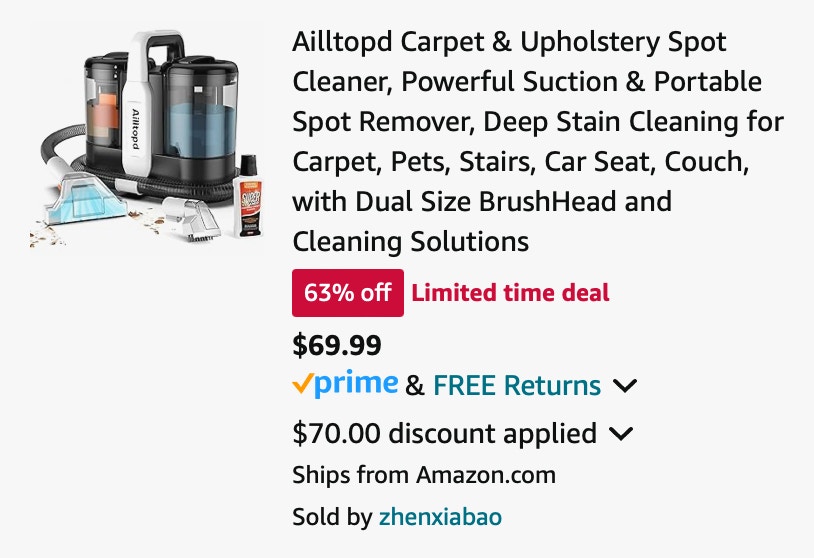 Amazon Carpet and Upholstery Spot Cleaner 2024