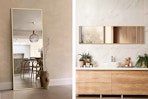 2 lifestyle images of the EDX full length mirror used vertically and horizontally