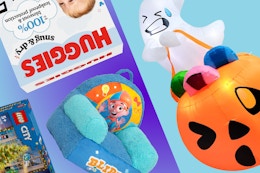 huggies diapers, lego advent calendar, Blippi children's chair, halloween inflatable
