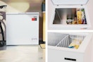 3 lifestyle images of the Frigidaire Freezer