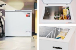 3 lifestyle images of the Frigidaire Freezer