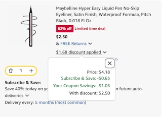 eyeliner Amazon receipt