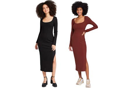 Long Sleeve Rib Knit Dress