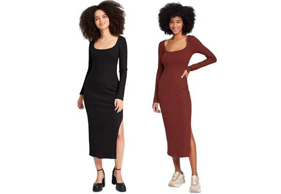 Long Sleeve Rib Knit Dress