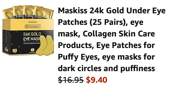 24k Gold Under Eye Patches Amazon receipt