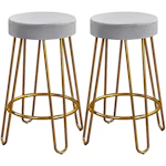 2 Yaheetech Velvet Bar Stools