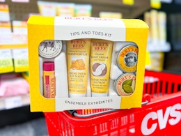 burt's bees tips and toes gift set on cvs shopping basket
