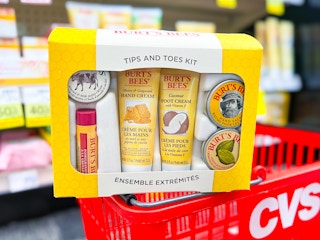 burt's bees tips and toes gift set on cvs shopping basket
