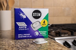 Stem Liquid Ant Baits box on kitchen counter