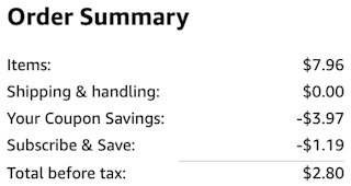 an amazon order summary ending in $2.80