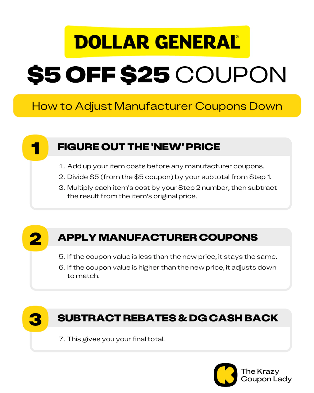 NEW Dollar General System: $5 Off $25 Coupon Math EXPLAINED - The Krazy ...