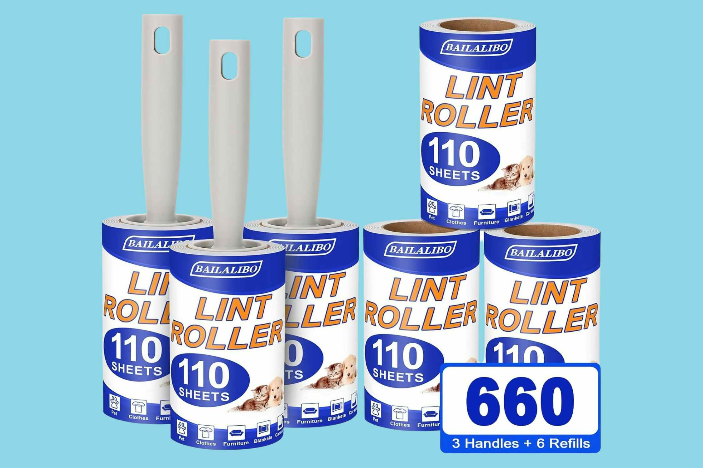 Lint Rollers: Get 3 Rollers and 6 Refills for $6.99 on Amazon