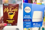 coffee pods and febreze scent booster at walgreens in a collage