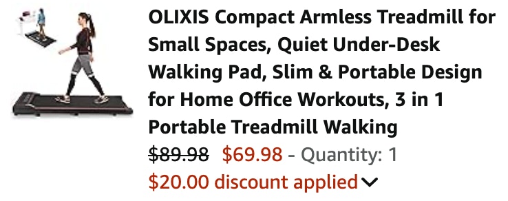 OLIXIS Compact Armless Treadmill for Small Spaces