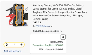 car jump starter Amazon receipt