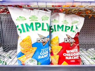 two bags of doritos simply chips on walmart shelf