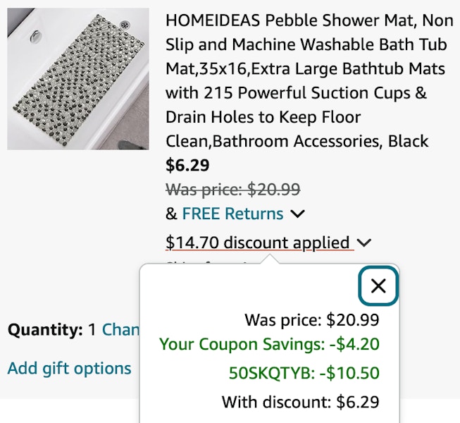 HOMEIDEAS Pebble Shower Mat