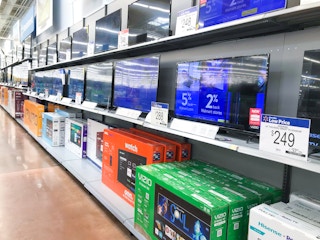 TVs on display at Walmart