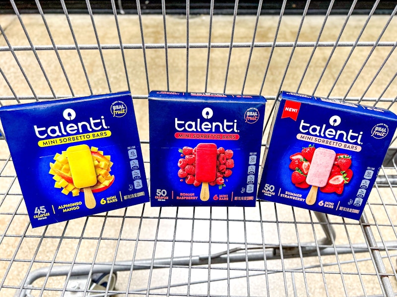 three talenti mini sorbetto bars boxes in walmart cart