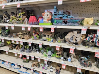 selection of aquarium decor