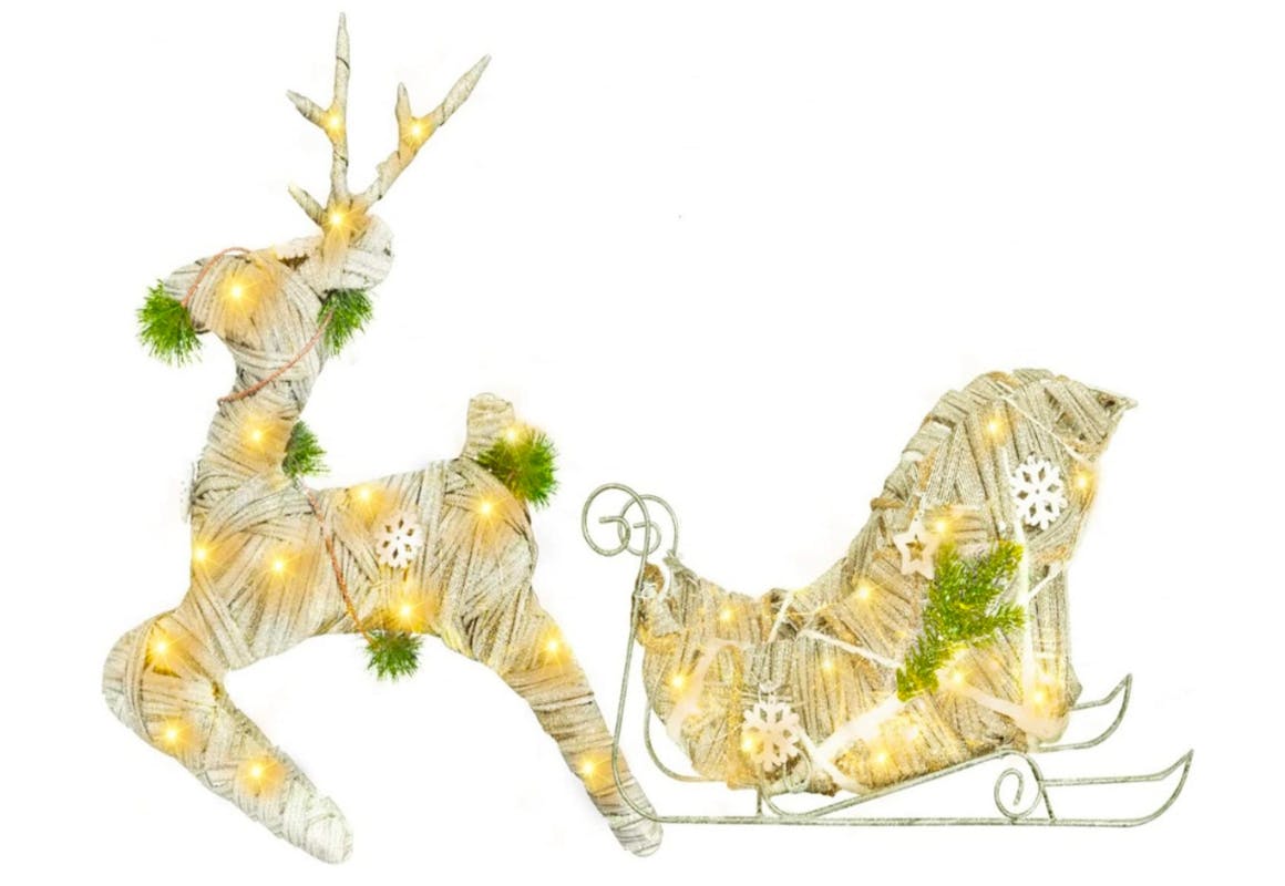 Pre-Lit Reindeer and Sleigh