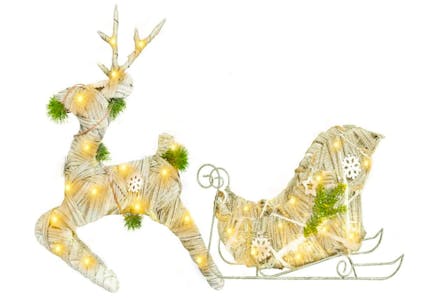 Pre-Lit Reindeer and Sleigh