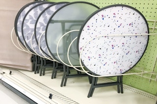 patio tables sitting on a target shelf
