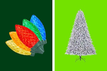 christmas lights on a string and christmas tree