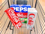 pepsi coca cola soda 12 packs in shopping cart