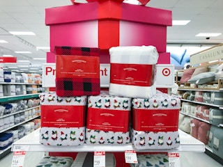 wondershop flannel sheet sets on a target shelf